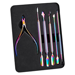 6 Piece Stainless Steel Manicure Kit. For Home and Salon