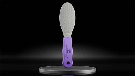 Zenova Elite Foot File – Surgical-Grade Stainless Steel Callus Remover for Clinics & Podiatrists, Autoclavable, Dual-Texture Coarse/Fine, Ergonomic Grip, Bundle with Warranty (Purple Hebe)