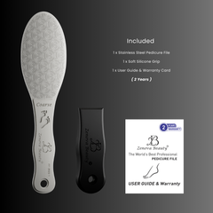 Stainless Steel Foot File with Silicone Grip - Professional Pedicure Callus Remover, ISO Certified, Safe for Diabetics, Christmas Gift for Men & Women, 2-Year Warranty